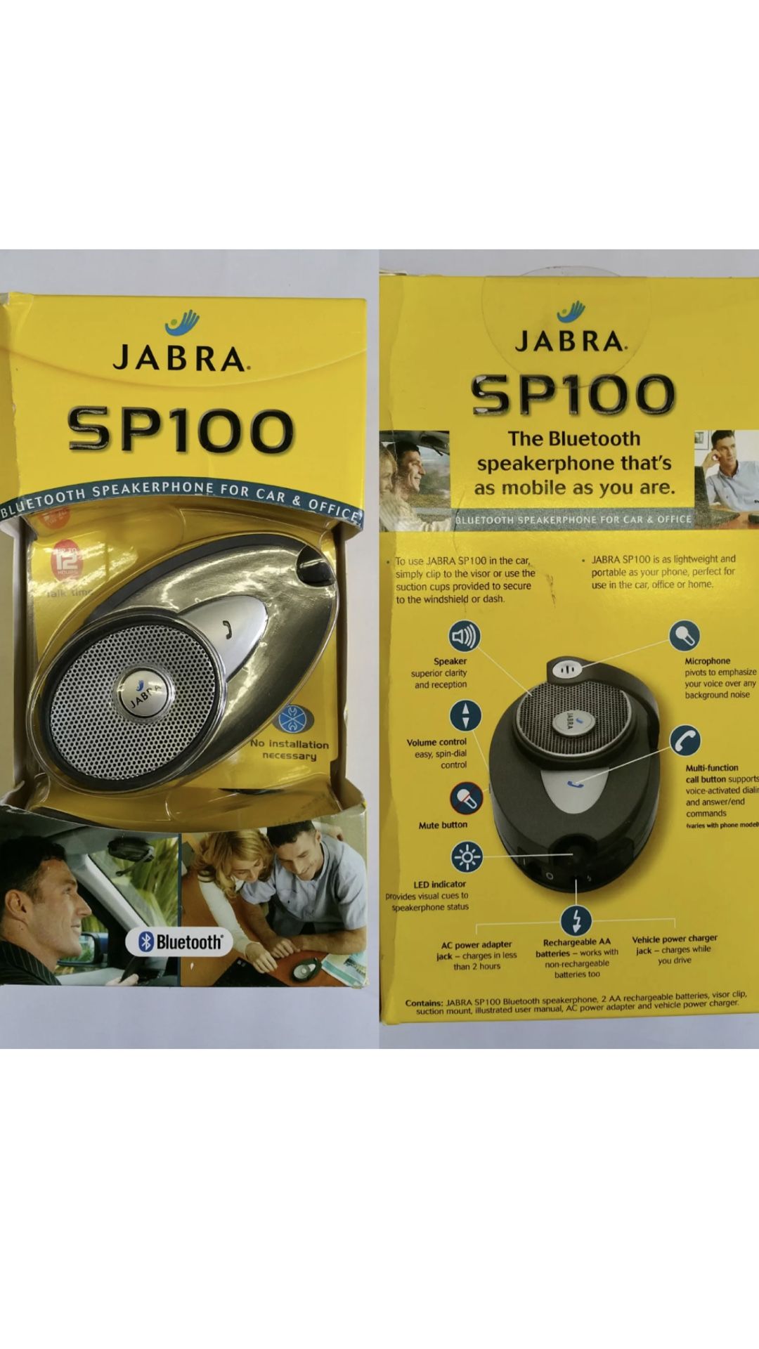 Like New Jabra SP100 Bluetooth Speakerphone for Car & Office W/Multi-Function call Button