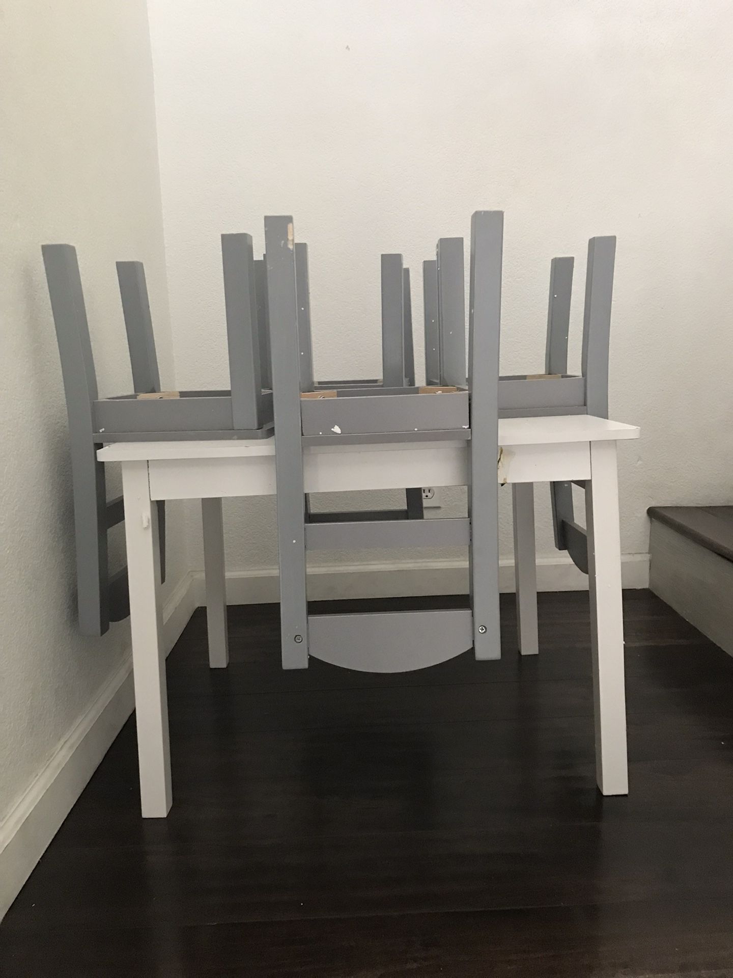 Humblecrew Wood Table And 4 Chairs For Ages 3-8 Good Cont