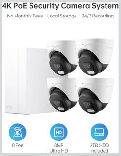 Brand New 4K Security Camera System, 4 Cameras, 8CH NVR