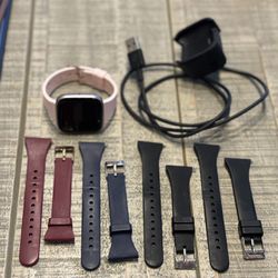 Like New Fitbit Versa 2 Watch, Charger and 4 Extra bands