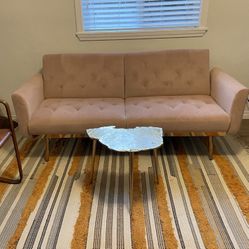 Velvet Couch Transforms To Daybed  