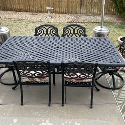 7 Piece Wrought Iron Patio Table Set