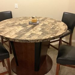 Dining Table With Marble Top And Four Chairs