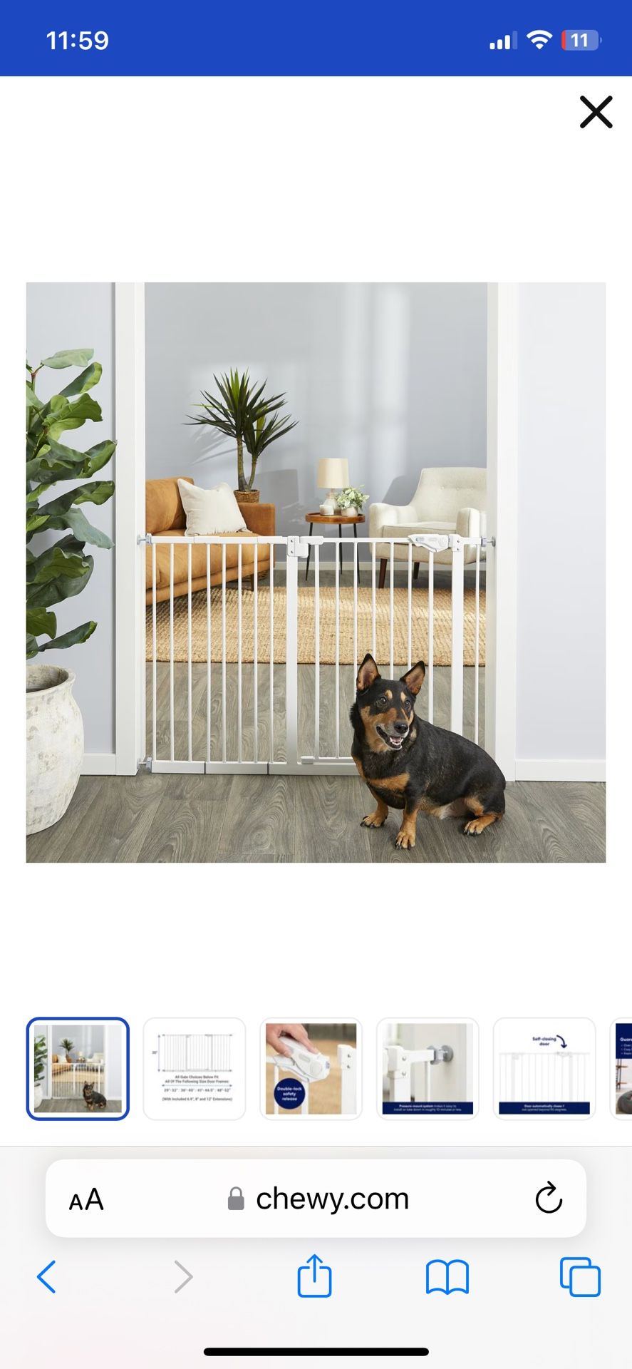 Frisco Steel Extra Wide Auto-Close Dog Gate, White, 30-in