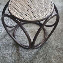 Small Wood Circular Woven Table 