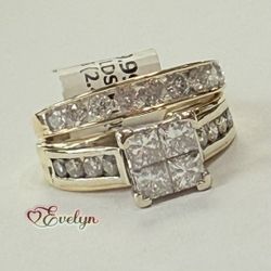 Size 8.5 Ladies Wedding Set 2.40ctw 9.3grams 