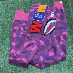 BAPE Color Camo Shark Full Zip Hoodie Purple size L USED