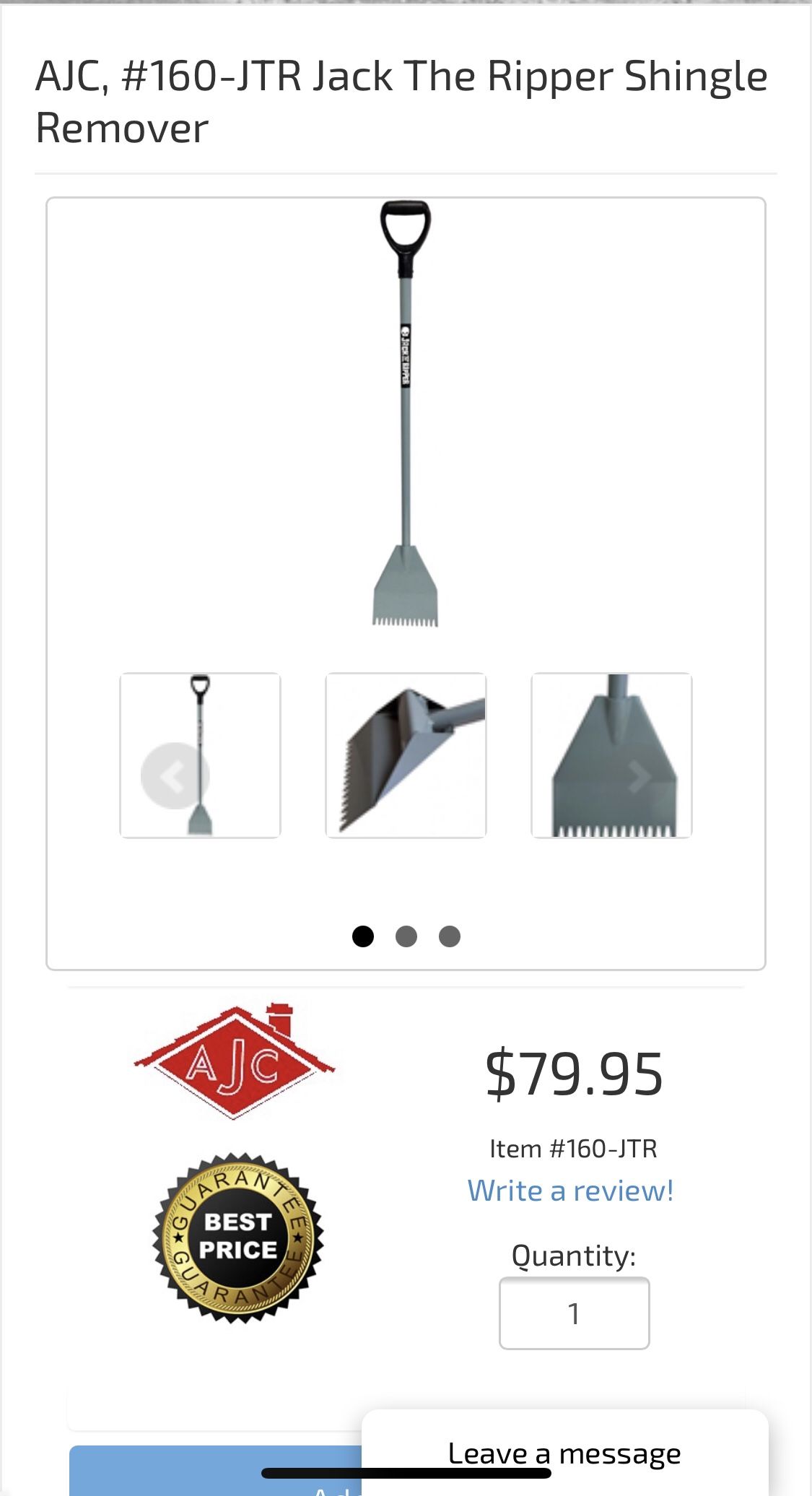 AJC Roofing Shingle / Taja Removal Shovel .. Jack The Ripper for Sale ...