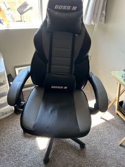 Black and Grey Gaming Chair with Massager