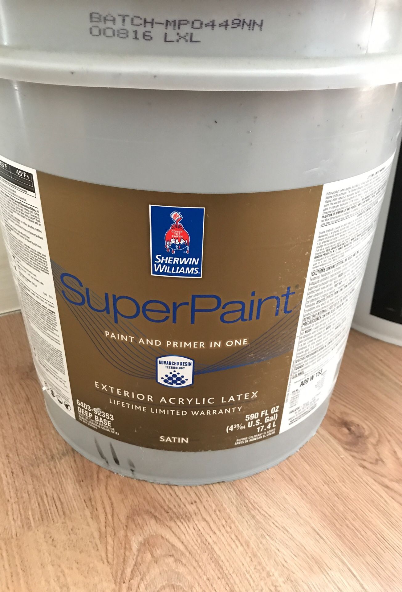 Sherwin-Williams SuperPaint 7047 Porpoise Exterior Acrylic Latex Satin $70 for 5 gallons/cada 5 galones