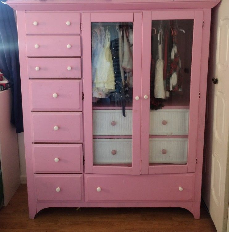 TV Stand turned Into A Pink Wardrobe ClosetÂ
