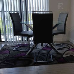 Glass Round Dining Table And Chairs, Juego De Comedor Con Sillas Nueva