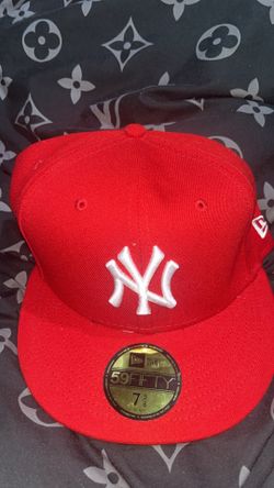 New York Yankees New Era White Logo 59FIFTY Fitted Hat - Red