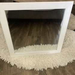 16x16 White Framed Mirror