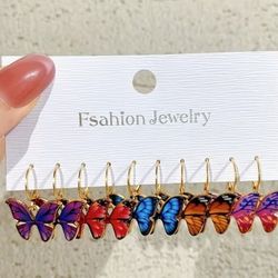 5-Pairs Butterfly Dangle Earrings