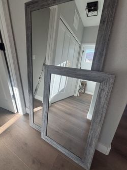 Set Of Two Vanity Mirrors Grey Wood Like New