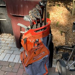 Nice!  Mens right handed golf club set. With sun mountain golf bag.