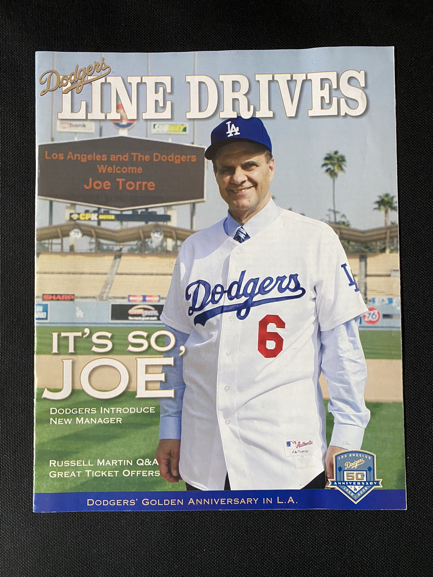 LA Dodgers line drives magazine   Commemorative 50th anniversary MLB issue Joe torre 