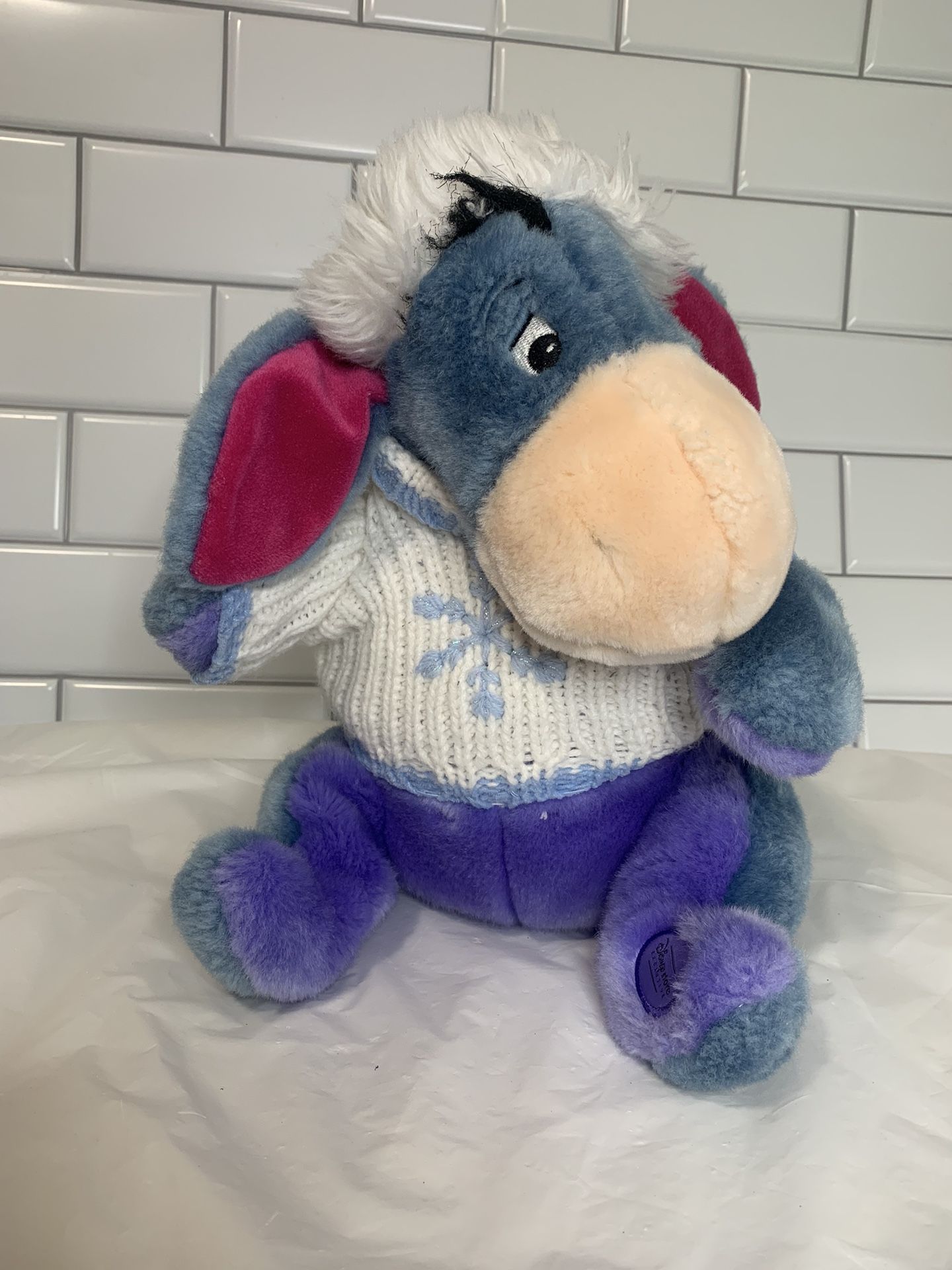 Disney Store Exclusive Winnie The Pooh's Eeyore Snowflake Plush stuffed Toy
