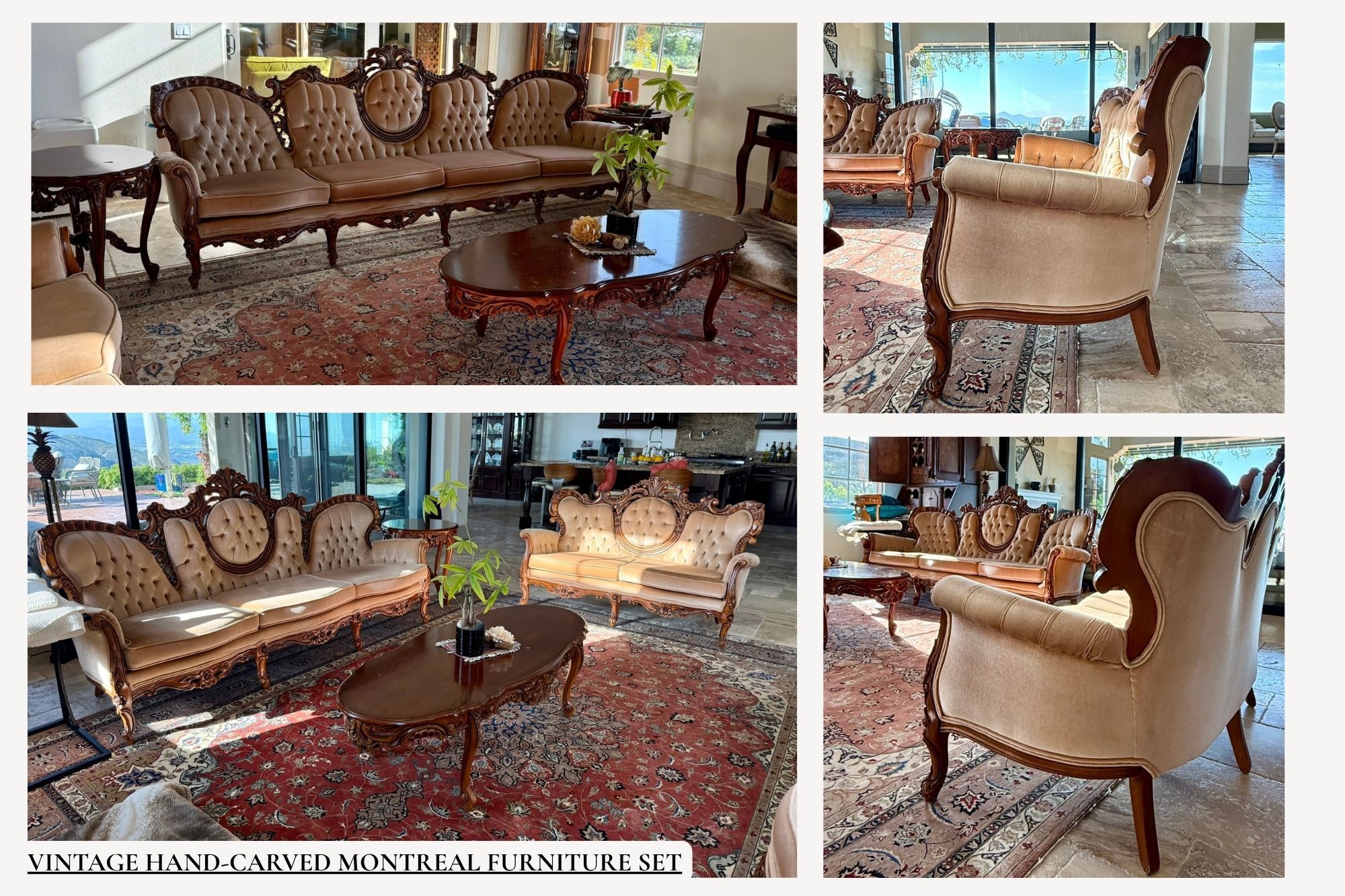 Vintage Hand-Carved Furniture Set – Montreal-Made | Excellent Condition | $5000