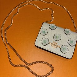 COACH Green Crossbody Bag with Floral Design