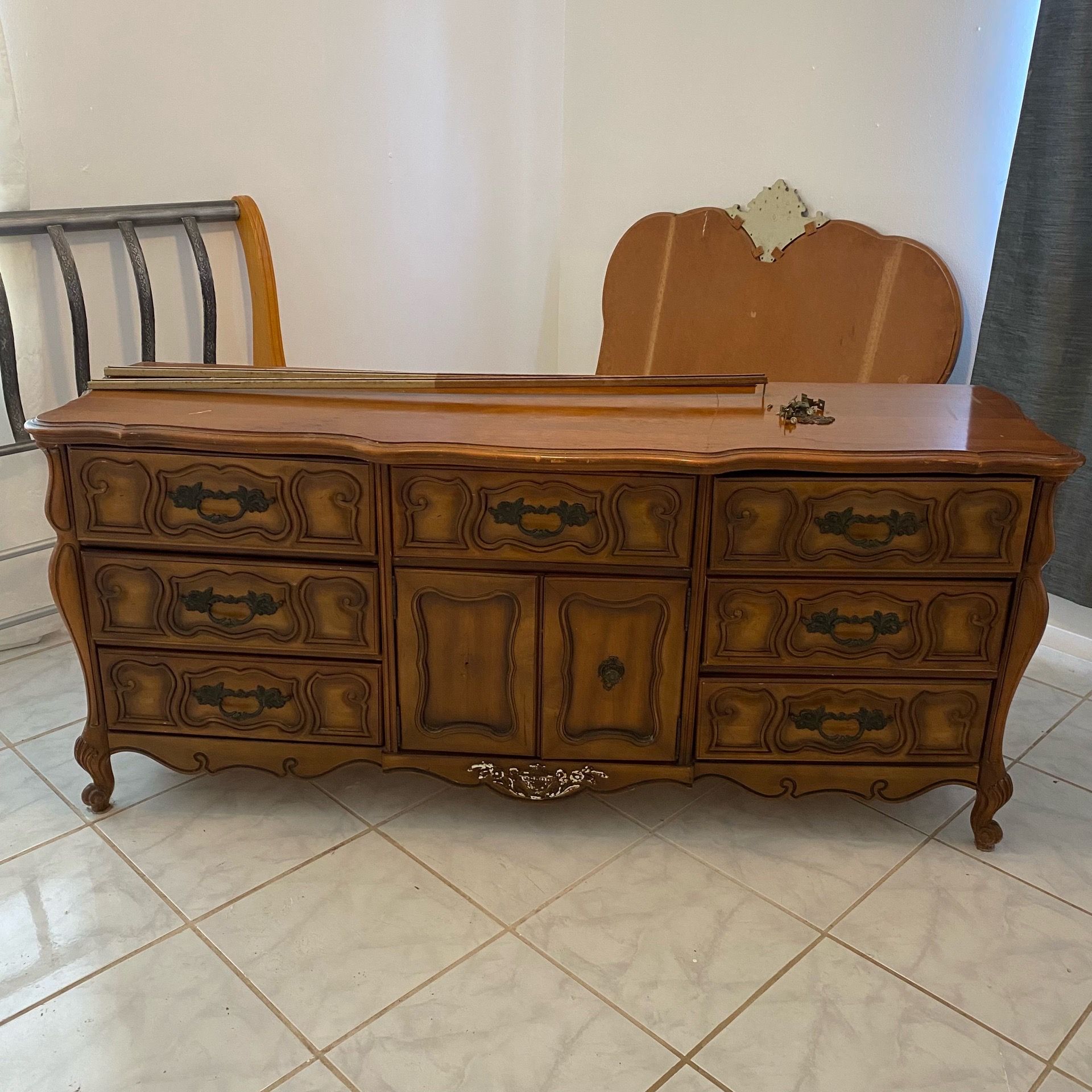 Vintage Bassett French Provincial Dresser with Mirror - Solid Wood