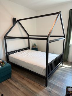 Full size bed frame solid wood