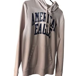 American Eagle Hoodie - White with Blue Lettering