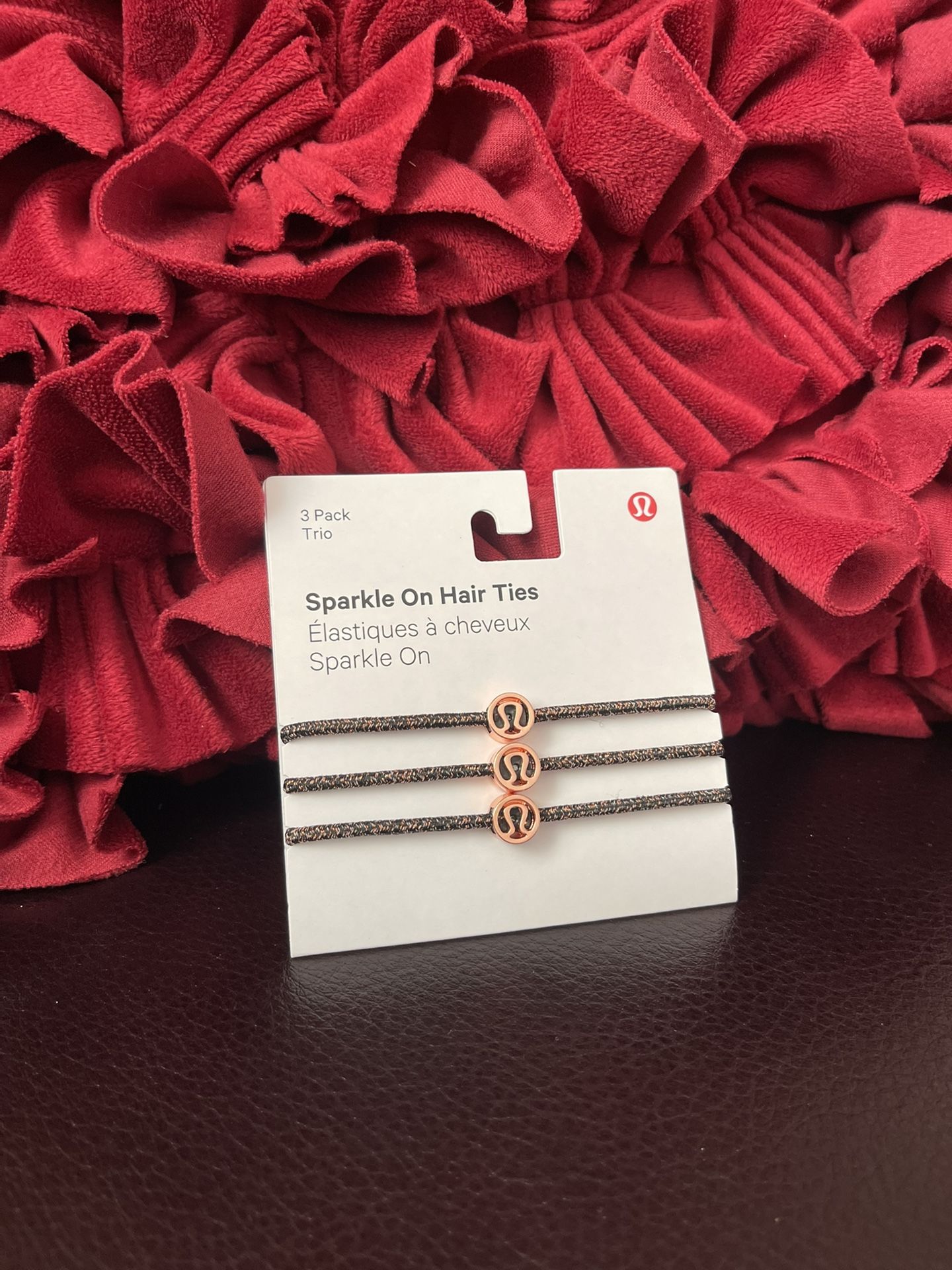 Lululemon NWT Sparkle On Hair Ties keep your head in the game with these super stretchy hair ties the metal tone is in rose gold