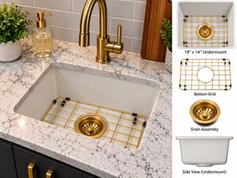 18x14 White Granite Composite Undermount Bar Sink – MONSINTA – New