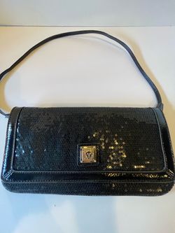 Clutch/Shoulder Purse,  Anne Klein, black sequin