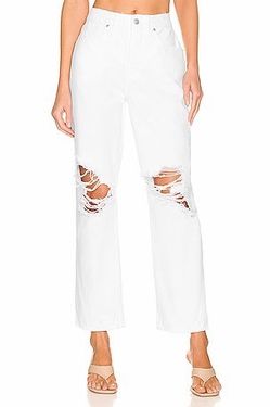 Good American Good '90s Loose Fit Jeans In White GN999PT Size 14X32 Jeans