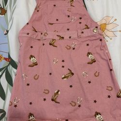 Cute Pink Cowgirl Overalls Dress Girls Size 5 