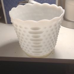1950s Hobnail Milk Glass Vase