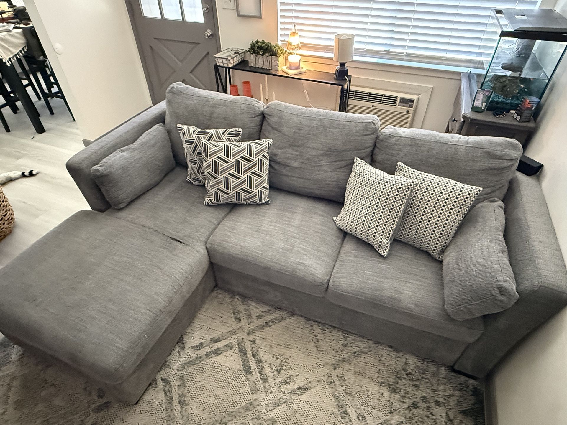 Right-Handed Gray Sectional Sofa with Storage