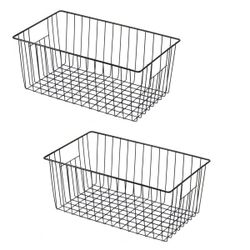 16in L x 12in W x 6in H Deep Metal Wire Freezer Storage Organizer Baskets 2-Pack