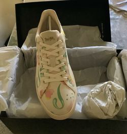 Coach Women’s Clip Leather Low Top Sneakers Chalk Floral Size 9.5