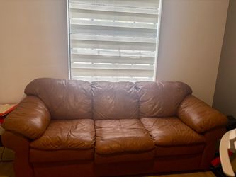 Brown Leather 3-Seat Sofa bed