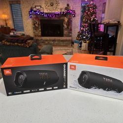 Two JBL Charge 5 Wi-Fi - Portable Wi-Fi and Bluetooth Speakers - Black