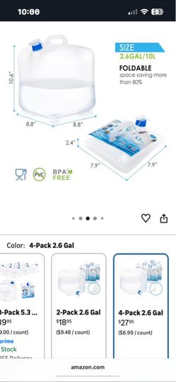 Collapsible water containers 4 pack OBO