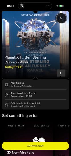 Tix still avail as of 720pm! 09/12 BEN STERLING Planet X Los Angeles California Plaza 2 Tickets Kaskade Sunsoaked