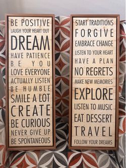 Set of two inspirational wooden wall art