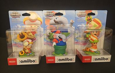 Super Mario Bros. Amiibo Set - Elephant Mario / Captain Toad / Poplin and Prince Florian - Brand New