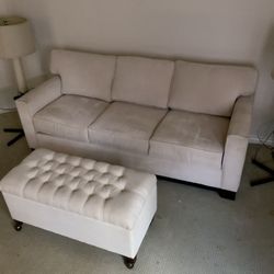 80” Upholstered Sofa Couch plus Ottoman