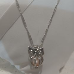 10 K Gold Plated Over Silver Owl Necklace 