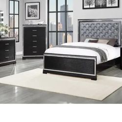 New Black Bedroom 4 Pc Set Hollywood Mirror $39 Initial Payment  Queen And King Set Available 