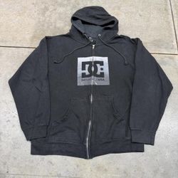 vintage dc shoes company black zip up skate brand hoodie size large