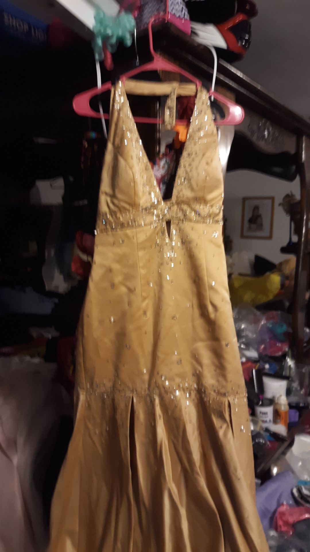 Formal gold dress with sequins size large