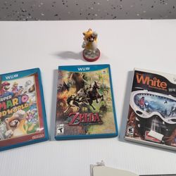 Nintendo WiiU + Wii + amiibo cat mario Game lot. Zelda!