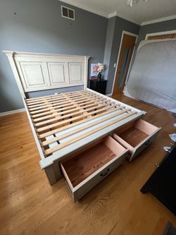 King  Bed Frame with Headboard & Drawers